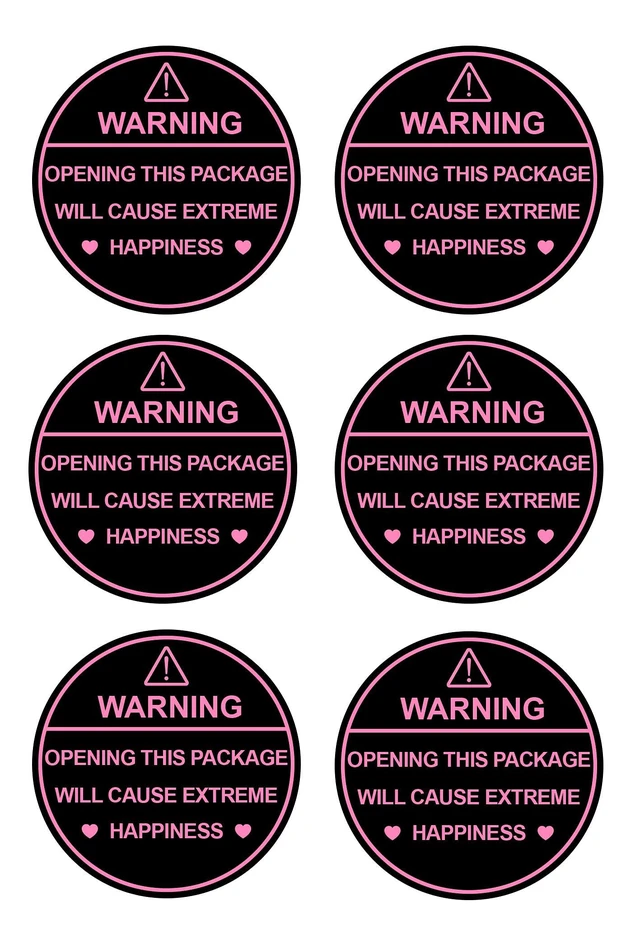 Alt view image 2 of 2 - 150pcs 2 inch Warning Sticker Opening Package Will Cause Extreme Happiness