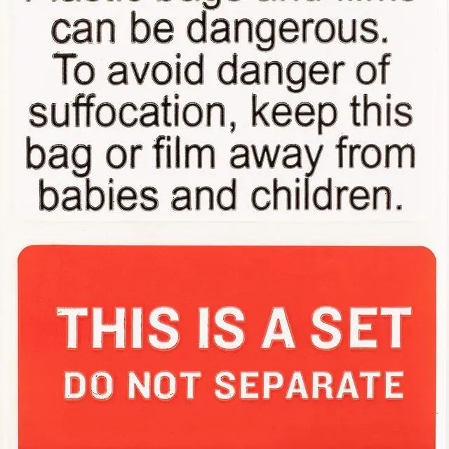 Alt view image 3 of 5 - Do Not Separate - This is a Set & Suffocation Warning (2" x 3") | Pre-Printed Labels/Stickers, FBA-Approved, 250 Labels per Roll, 1 Roll