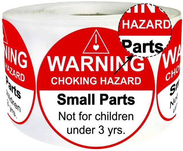 Main image of Choking Warning Labels 1.5" Red Small Parts Choking Hazard Stickers | Suffocation Warning Stickers Not for Children Under 3 Years Labels for Packing Shipping 500 Pcs