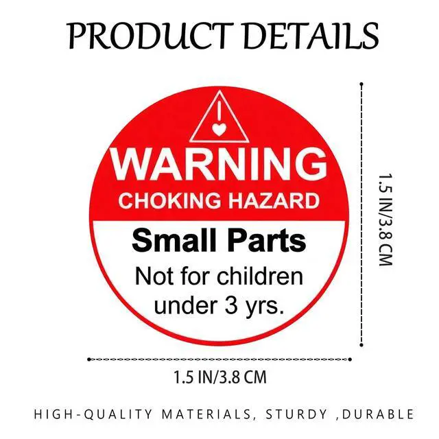 Alt view image 6 of 7 - Choking Warning Labels 1.5" Red Small Parts Choking Hazard Stickers | Suffocation Warning Stickers Not for Children Under 3 Years Labels for Packing Shipping 500 Pcs