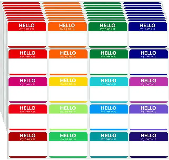 Main image of Name Tag Stickers (3"x 2") Peel and Stick Name Tag Labels Hello My Name is Nametags Stickers Colorful Name Badge Labels for Themed Party Family Home School Office Conferences 160 Pcs