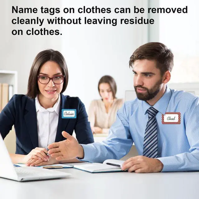 Alt view image 4 of 7 - 3.5"x2.25" Colorful Name Tags 200pc 5 Colors Name Tag Stickers for Office, School, Classroom, Kitchen, Refrigerator