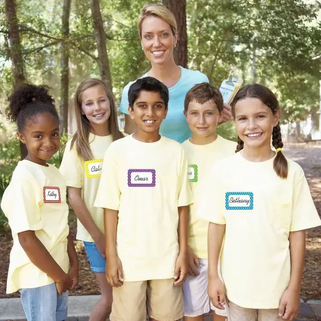 Alt view image 6 of 7 - 3.5"x2.25" Colorful Name Tags 200pc 5 Colors Name Tag Stickers for Office, School, Classroom, Kitchen, Refrigerator