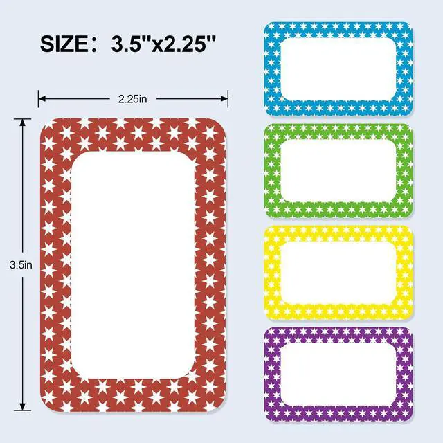 Alt view image 2 of 7 - 3.5"x2.25" Colorful Name Tags 200pc 5 Colors Name Tag Stickers for Office, School, Classroom, Kitchen, Refrigerator