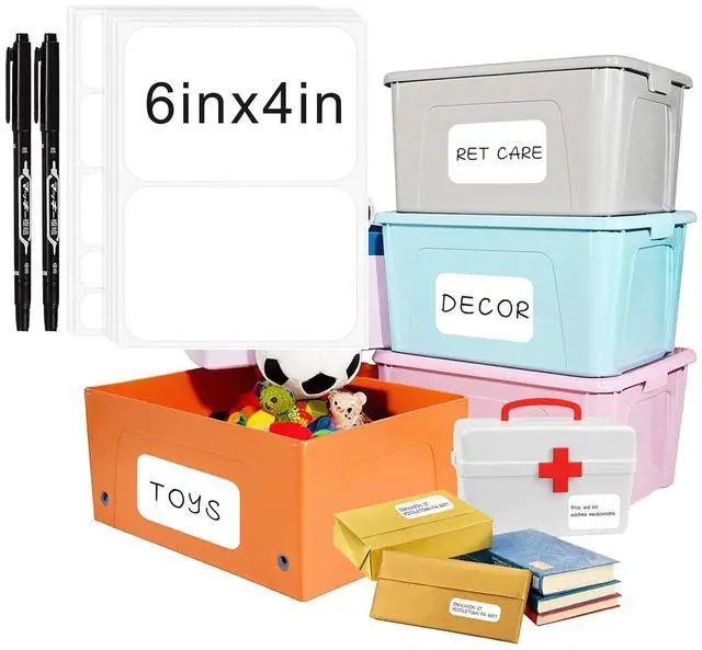 Main image of 160 Pcs Storage Bin Labels with Marker, Removable No Residue Tear Resistant Matte White Blank Labels, Three Sizes for Home School Business Organization (3 Sizes)