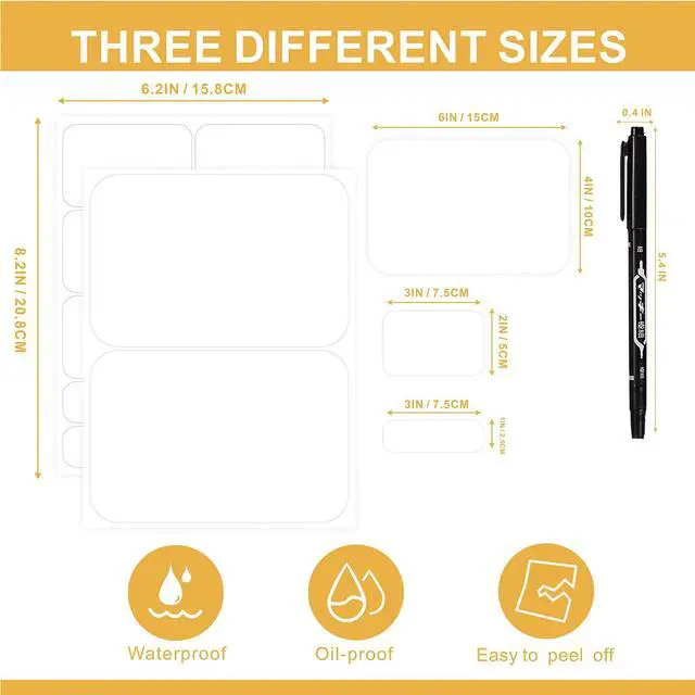 Alt view image 2 of 7 - 160 Pcs Storage Bin Labels with Marker, Removable No Residue Tear Resistant Matte White Blank Labels, Three Sizes for Home School Business Organization (3 Sizes)