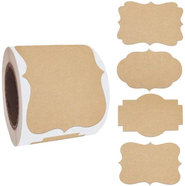 Main image of 2" x 3" Kraft Label Stickers Writable Gift Labels, 200PCS Self-Adhesive Brown Labels for Essential Oil Bottle, Jars, Food Storage or Gift Decoration