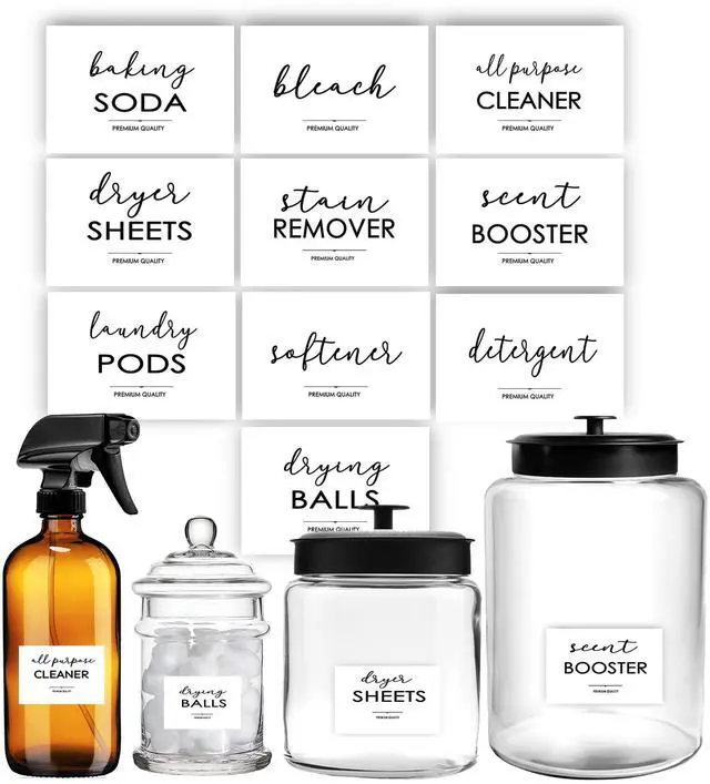 Main image of Minimalist Laundry Room Labels, Modern Cleaning Label for Containers, Waterproof Home Storage Organization Washroom Decal Stickers (Laundry Room 10 Pack)