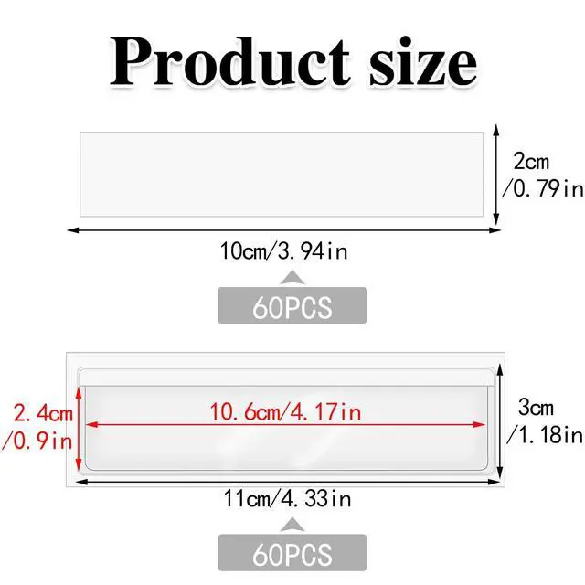 Alt view image 2 of 7 - 60 Pack 1.2" x 4.3" Self Adhesive Label Holders with 60Pcs Paper Label Inserts, Shelf Tag Label Holder Clear Pockets for Bookshelf Mailbox Shelves Storage Bins