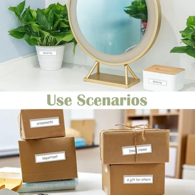 Alt view image 6 of 7 - 60 Pack 1.2" x 4.3" Self Adhesive Label Holders with 60Pcs Paper Label Inserts, Shelf Tag Label Holder Clear Pockets for Bookshelf Mailbox Shelves Storage Bins