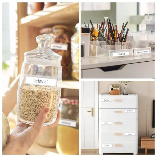 Alt view image 7 of 7 - 60 Pack 1.2" x 4.3" Self Adhesive Label Holders with 60Pcs Paper Label Inserts, Shelf Tag Label Holder Clear Pockets for Bookshelf Mailbox Shelves Storage Bins