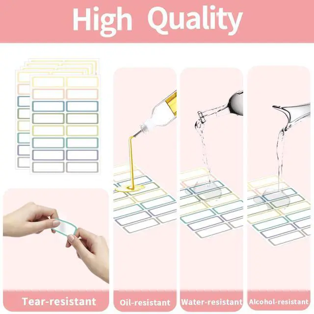 Alt view image 4 of 6 - Removable Labels, Removable Colored Labels Stickers, Self-Adhesive Rectangular Stickers Water/Oil/Tear Resistant for Food Containers/Classroom/Storage (8 Colors, 512 Labels)