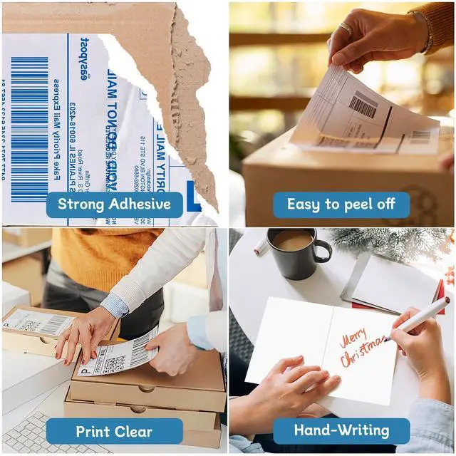 Alt view image 3 of 6 - 8.5 x 5.5 Half Sheet Shipping Labels, Label Sticker for Laser&Inkjet Printers, White Half Page Label Stickers, 2 Labels per Sheet, 8.5 x 11 Adhesive Half Page Labels, 100 Labels