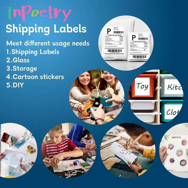 Alt view image 5 of 6 - 8.5 x 5.5 Half Sheet Shipping Labels, Label Sticker for Laser&Inkjet Printers, White Half Page Label Stickers, 2 Labels per Sheet, 8.5 x 11 Adhesive Half Page Labels, 100 Labels