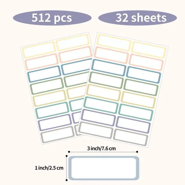 Alt view image 3 of 6 - Removable Labels, Removable Colored Labels Stickers, Self-Adhesive Rectangular Stickers Water/Oil/Tear Resistant for Food Containers/Classroom/Storage (8 Colors, 512 Labels)