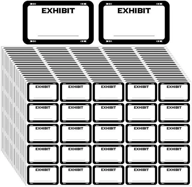 Main image of 500 Pcs Exhibit Stickers Legal Exhibit Labels 1.65x1 Inches,White | Self adhesive Exhibit Stickers Blank File Folder Tabs for Courts Office Legal Document Folder, Blank Writeable Report Divider