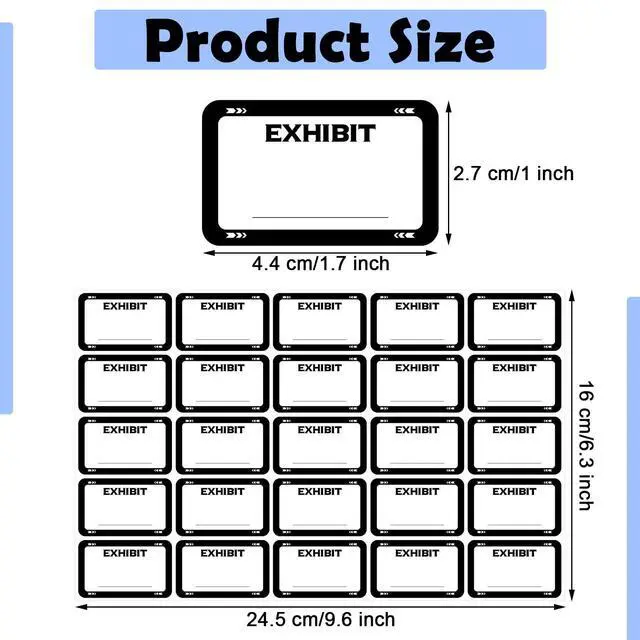 Alt view image 2 of 6 - 500 Pcs Exhibit Stickers Legal Exhibit Labels 1.65x1 Inches,White | Self adhesive Exhibit Stickers Blank File Folder Tabs for Courts Office Legal Document Folder, Blank Writeable Report Divider
