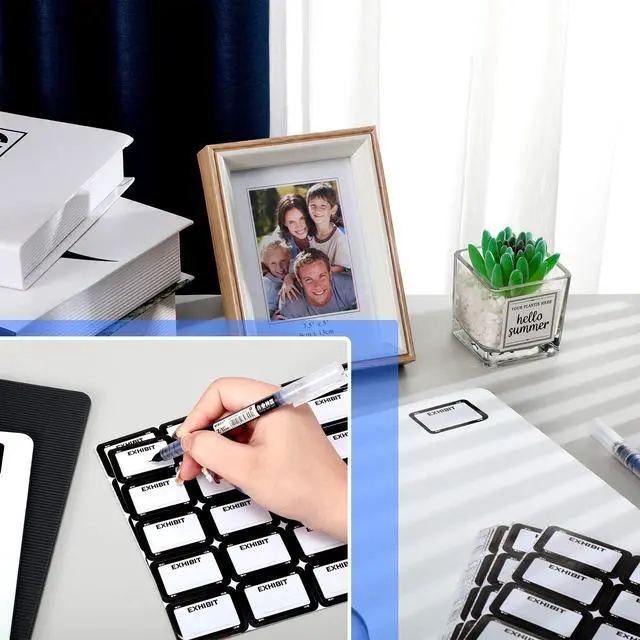 Alt view image 4 of 6 - 500 Pcs Exhibit Stickers Legal Exhibit Labels 1.65x1 Inches,White | Self adhesive Exhibit Stickers Blank File Folder Tabs for Courts Office Legal Document Folder, Blank Writeable Report Divider