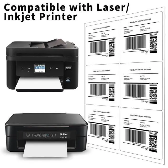 Alt view image 3 of 7 - 3-1/3" x 4" Shipping Labels, Printable White 6 UP Label for Laser/Inkjet Printers, Self Adhesive FBA Address Matte Mailing Label Stickers(50 Sheets, 300 Labels)