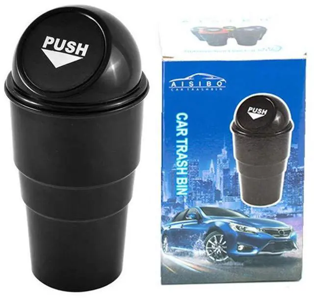 Main image of Mini Auto Car Garbage Can Automotive Vehicle Rubbish Bins, Small Trash Can Cup Holder for Bedroom Office Desk Home (Black 1 Pack)