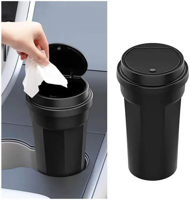 Main image of Car Trash Can with Lid, Mini Leakproof Vehicles Garbage Bin for Cup Holder, Multipurpose Automotive Interior Trash Organizers Storage Accessories, Universal for Truck Sedan SUV