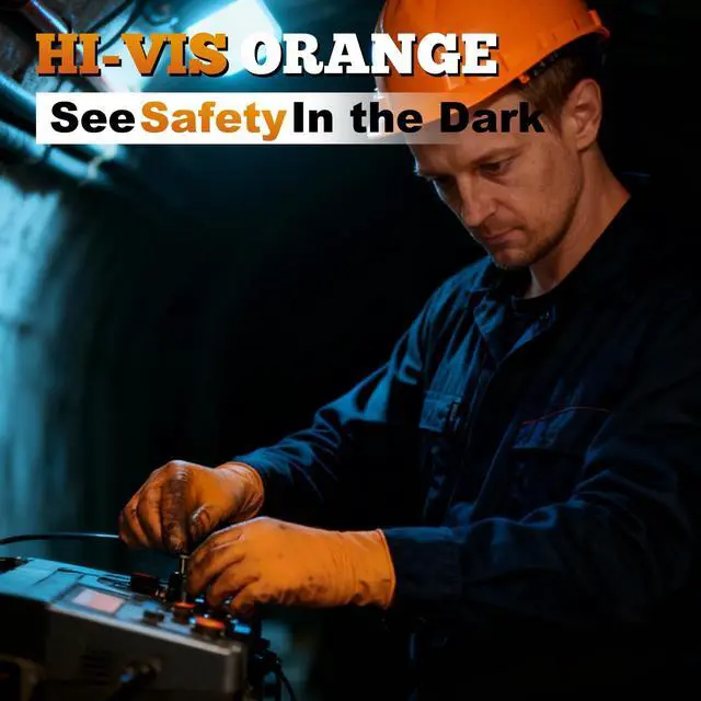 Alt view image 5 of 7 - Heavy Duty Industrial Orange Nitrile Gloves, 8-mil, Gloves Disposable Latex Free with Raised Diamond Texture Grip, Powder Free, Rubber Glove, Mechanic Gloves,50-ct Box (XXL)