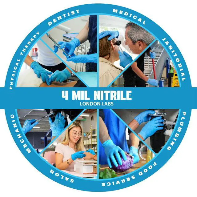 Alt view image 5 of 6 - Synsafe 4 Mil - Blue Nitrile Exam Gloves Disposable Latex Free & Powder Free Extra Strong, Rubber Gloves First Aid Kit, Medical, EMT, Cleaning, Cooking | Pack of (100 ct)