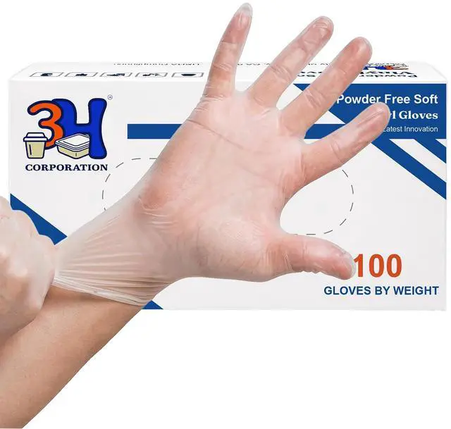 Main image of Clear Vinyl Disposable Gloves - Medium (100 Count), Latex Free & Food Safe - Multipurpose Protective Gloves for Meal Prep, Cooking, Cleaning, and Hair Dye - Powder Free
