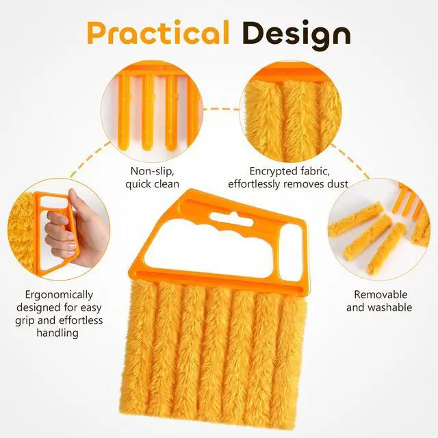 Alt view image 3 of 6 - 2 Pcs Blind Cleaner Duster Tool,Blind Dusters for Cleaning,Cleaning Brush,7 Finger Dusting Cleaner Tool for Window & Air Conditioner,Window Blinds Cleaner Microfiber Washable