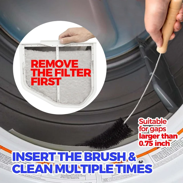 Alt view image 2 of 6 - Dryer Vent Cleaner Kit - Flexible Lint Brush Remover Cleaning Tool | 27.5in flexible 304 steel shaft & nylon bristles, removes lint dust pet hair for vent, fridge coil & tight corners