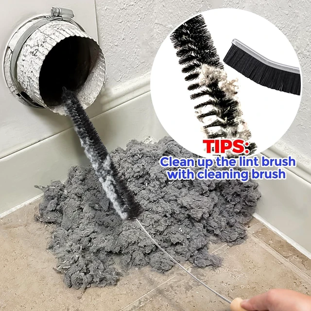 Alt view image 3 of 6 - Dryer Vent Cleaner Kit - Flexible Lint Brush Remover Cleaning Tool | 27.5in flexible 304 steel shaft & nylon bristles, removes lint dust pet hair for vent, fridge coil & tight corners