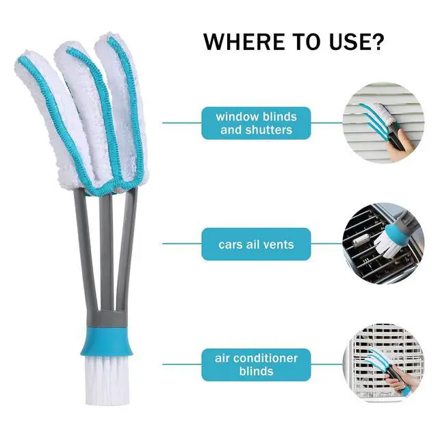Alt view image 4 of 7 - Blind Duster, Window Cleaner Duster Brush with 5 Microfiber Sleeves | Cleaning Tools for Vertical Blinds Air Conditioner Dust Ceiling Fans Dust Collector