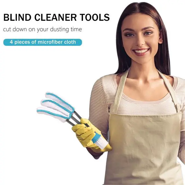Alt view image 7 of 7 - Blind Duster, Window Cleaner Duster Brush with 5 Microfiber Sleeves | Cleaning Tools for Vertical Blinds Air Conditioner Dust Ceiling Fans Dust Collector