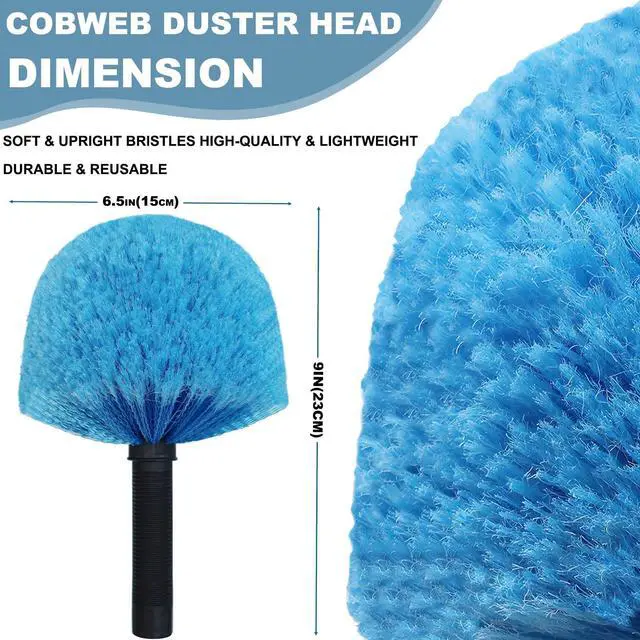 Alt view image 2 of 7 - Cobweb Duster Head Brush-Twist-On Spider Web Brush for Outdoor & Indoor Web Cleaning // Fits Standard Acme Threaded Poles // Cobweb Duster Brush Head Only-Blue -1 Pack