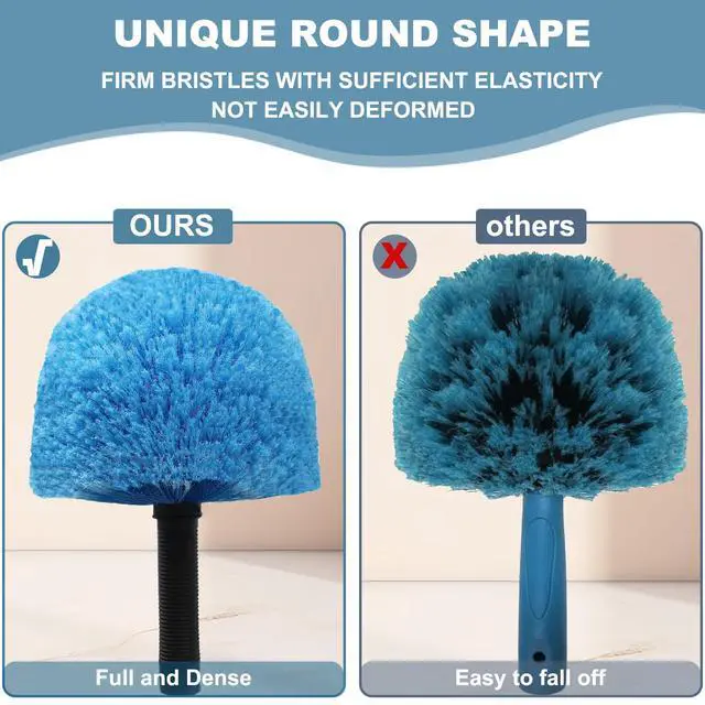 Alt view image 3 of 7 - Cobweb Duster Head Brush-Twist-On Spider Web Brush for Outdoor & Indoor Web Cleaning // Fits Standard Acme Threaded Poles // Cobweb Duster Brush Head Only-Blue -1 Pack