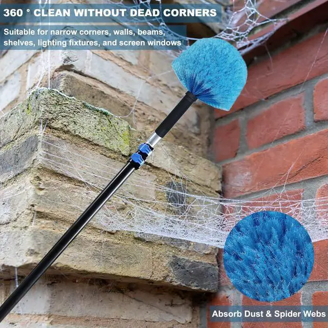 Alt view image 6 of 7 - Cobweb Duster Head Brush-Twist-On Spider Web Brush for Outdoor & Indoor Web Cleaning // Fits Standard Acme Threaded Poles // Cobweb Duster Brush Head Only-Blue -1 Pack