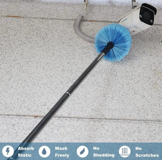 Alt view image 4 of 7 - Cobweb Duster Head Brush-Twist-On Spider Web Brush for Outdoor & Indoor Web Cleaning // Fits Standard Acme Threaded Poles // Cobweb Duster Brush Head Only-Blue -1 Pack