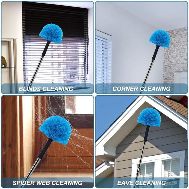 Alt view image 7 of 7 - Cobweb Duster Head Brush-Twist-On Spider Web Brush for Outdoor & Indoor Web Cleaning // Fits Standard Acme Threaded Poles // Cobweb Duster Brush Head Only-Blue -1 Pack