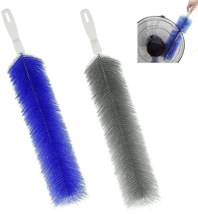 Main image of 2 Pcs Cobweb Duster, Bendable Fan Cleaner Brushes Set Reusable, Plastic Microfiber Duster for Air Conditioning Shutters,Ceiling Fan, Blades, Curtains,Air Vents(BlueGray)