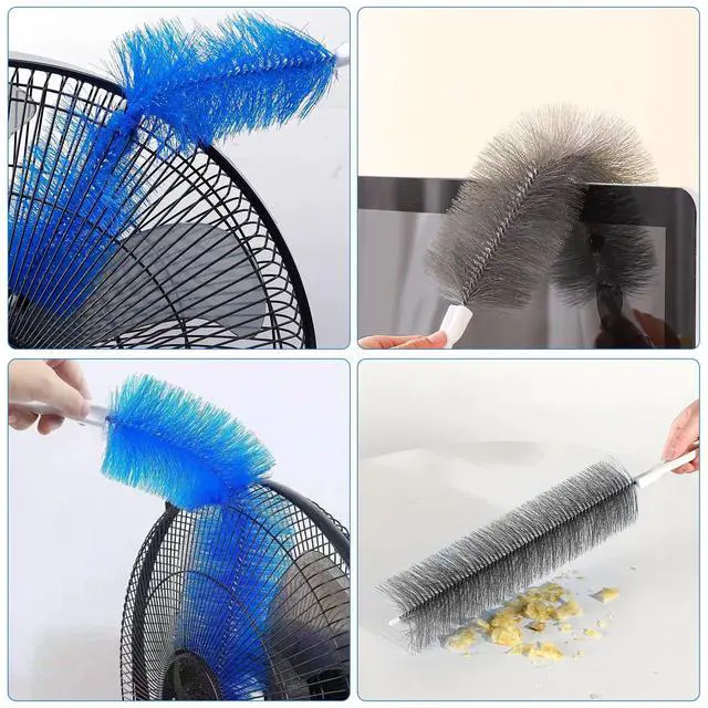 Alt view image 3 of 7 - 2 Pcs Cobweb Duster, Bendable Fan Cleaner Brushes Set Reusable, Plastic Microfiber Duster for Air Conditioning Shutters,Ceiling Fan, Blades, Curtains,Air Vents(BlueGray)