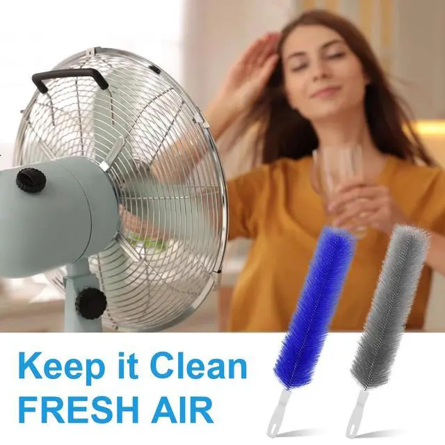 Alt view image 7 of 7 - 2 Pcs Cobweb Duster, Bendable Fan Cleaner Brushes Set Reusable, Plastic Microfiber Duster for Air Conditioning Shutters,Ceiling Fan, Blades, Curtains,Air Vents(BlueGray)