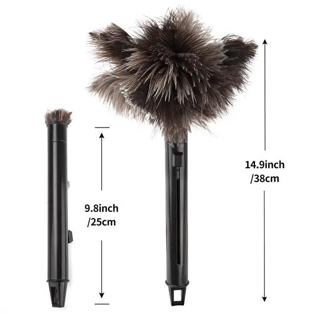 Alt view image 2 of 7 - Retractable Feather Duster-Genuine Ostrich Feathers,Anti-Static,Reusable Eco-Friendly Handheld Cleaning for Keyboard,Home,Car,Office(10 to 15 Inches) 1 Pack