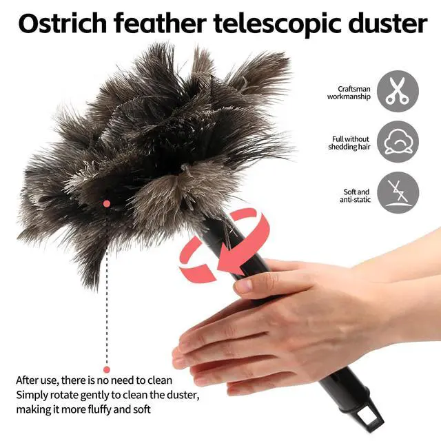 Alt view image 5 of 7 - Retractable Feather Duster-Genuine Ostrich Feathers,Anti-Static,Reusable Eco-Friendly Handheld Cleaning for Keyboard,Home,Car,Office(10 to 15 Inches) 1 Pack