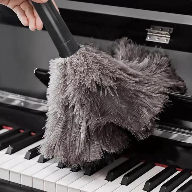 Alt view image 7 of 7 - Retractable Feather Duster-Genuine Ostrich Feathers,Anti-Static,Reusable Eco-Friendly Handheld Cleaning for Keyboard,Home,Car,Office(10 to 15 Inches) 1 Pack