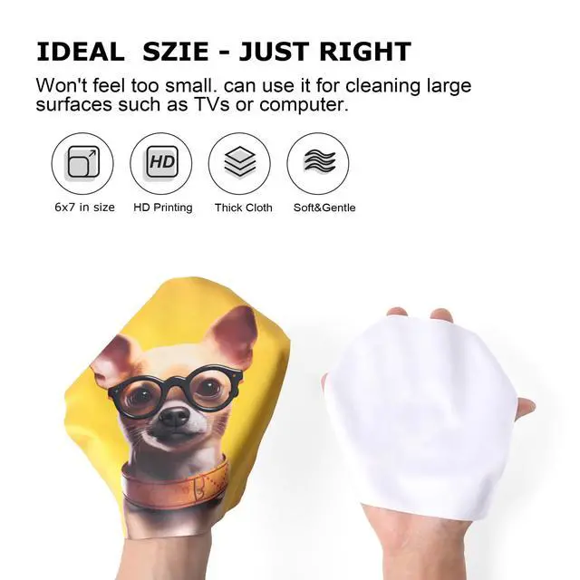 Alt view image 2 of 6 - Glasses Cleaning Cloth for Eyeglasses - Multicolor Eyeglass Clean Cloths - Lens Cleaning Cloth for Camera, Glasses, Screens, Phones and Delicate Surfaces, Cute Design- 6x7in