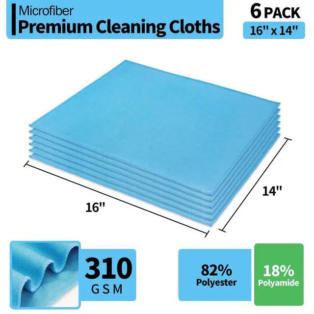 Alt view image 3 of 7 - Microfiber Glass Cleaning Cloth, 6 Pack Window Glass Cleaning Rags, Reusable Lint-Free Streak Free Polishing Cloth Wipes for Stainless Steel, Eyeglasses, Mirrors, Screens & Lenses,16"x14"