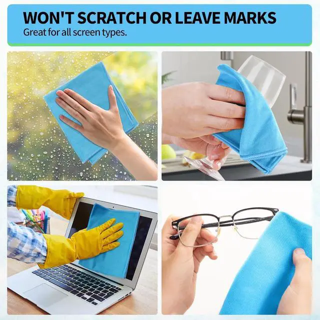 Alt view image 6 of 7 - Microfiber Glass Cleaning Cloth, 6 Pack Window Glass Cleaning Rags, Reusable Lint-Free Streak Free Polishing Cloth Wipes for Stainless Steel, Eyeglasses, Mirrors, Screens & Lenses,16"x14"