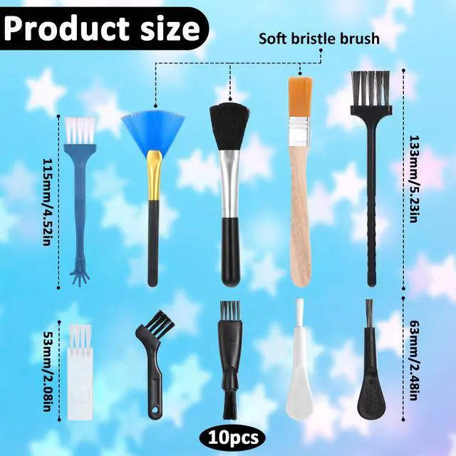 Alt view image 2 of 7 - Keyboard Brush, 10 Pcs Mini Anti Static Brush Keyboard Cleaning Brushes Kit Nylon Dust Cleaning Brushes for Electronic Devices Computer Motherboard Fans Camera Small Space