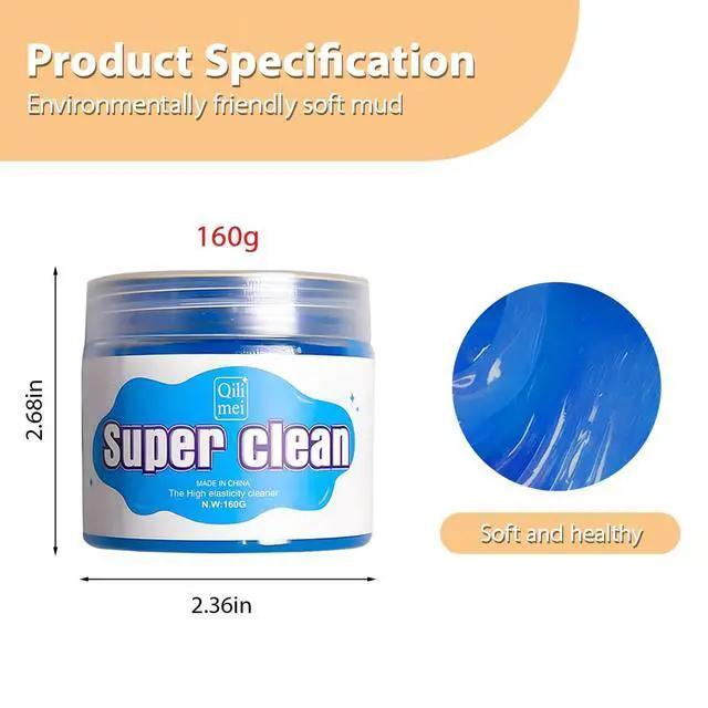 Alt view image 2 of 6 - Car Cleaning Gel, Reusable Vehicle Air Vent Crevice Detailing Putty, Automotive Interior Detail Slime Cleaner Removal Tool Kit Accessories, Universal for SUV, Sedan, Truck (Blue)