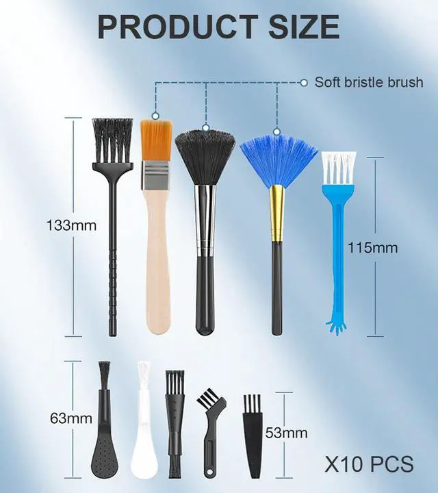 Alt view image 3 of 5 - Keyboard Cleaner kit, Small Nylon Anti Static Cleaning Tool Computer Keyboard Laptop Cleaning Kit for Electronic Devices Such As Computer Motherboard Fans Dust Removal Tool (10 Pcs)